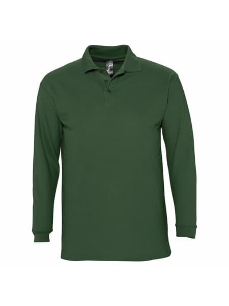 Рубашка поло мужская с длинным рукавом WINTER II 210 темно-зеленая