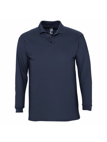 Рубашка поло мужская с длинным рукавом WINTER II 210 темно-синяя