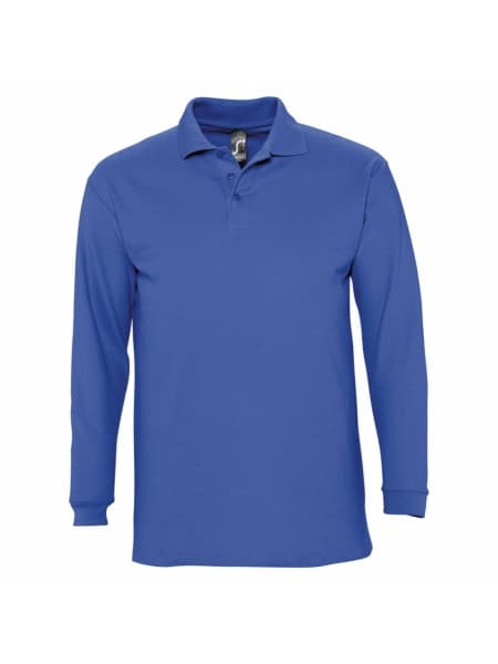 Рубашка поло мужская с длинным рукавом WINTER II 210 ярко-синяя