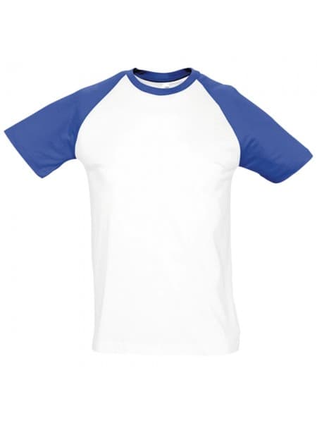 Футболка мужская двухцветная FUNKY 150, белая с ярко-синим