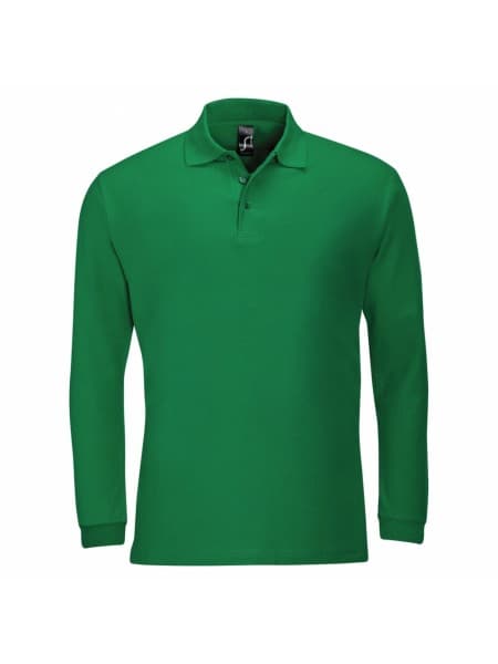 Рубашка поло мужская с длинным рукавом WINTER II 210 ярко-зеленая