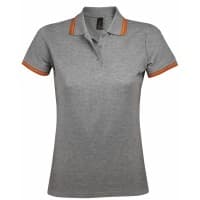 Рубашка поло женская PASADENA WOMEN 200 с контрастной отделкой, серый меланж c оранжевым