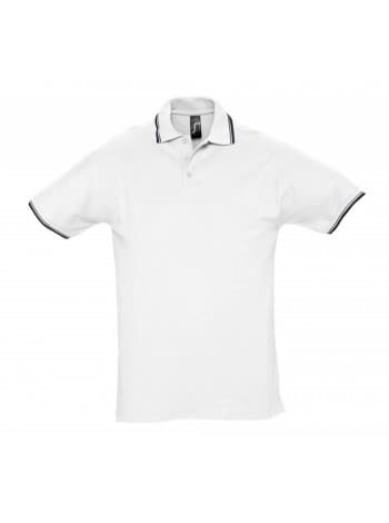 Рубашка поло мужская с контрастной отделкой PRACTICE 270, белый/темно-синий