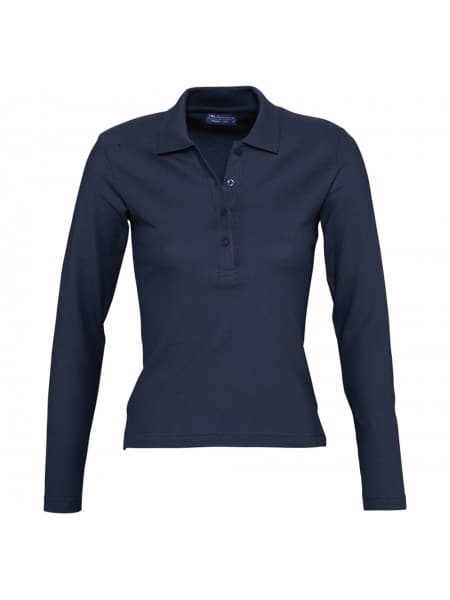Рубашка поло женская с длинным рукавом PODIUM 210 темно-синяя