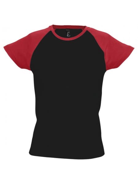 Футболка женская MILKY 150, черная с красным