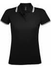 Рубашка поло женская PASADENA WOMEN 200 с контрастной отделкой, черная с белым