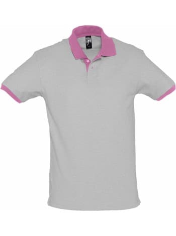 Рубашка поло Prince 190, серый меланж с розовым