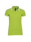 Рубашка поло женская PASADENA WOMEN 200 с контрастной отделкой, зеленый лайм с белым